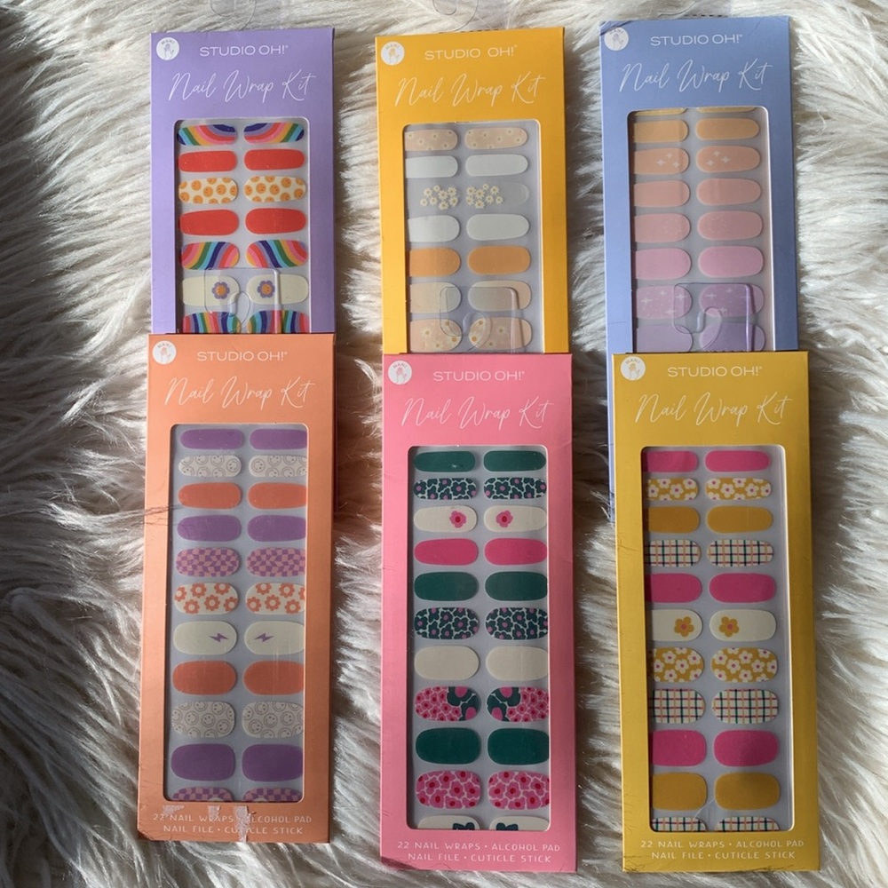 Studio Oh! Nail Wraps & Stickers in Various Designs & Colors. 6 Kits w/22 wraps.